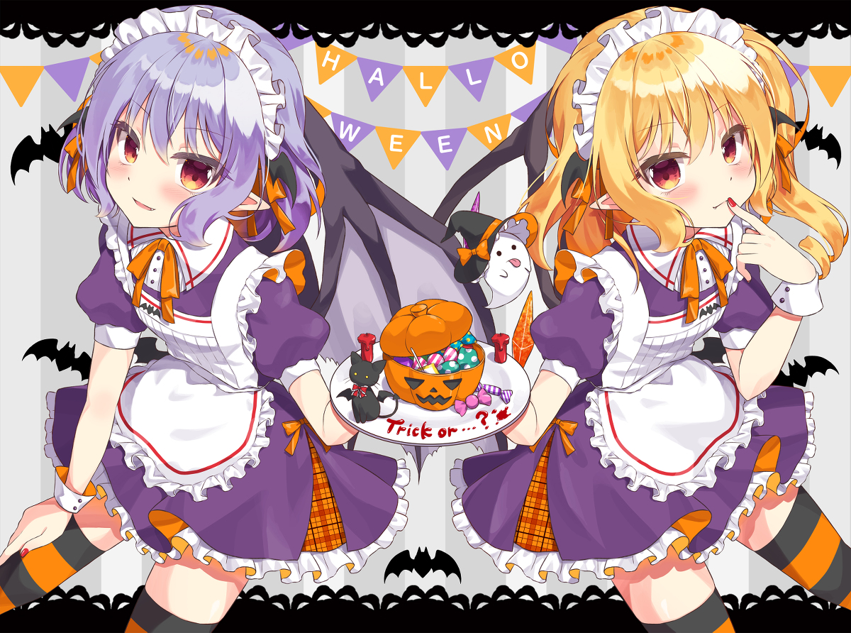 This is a pixiv picture whose title is ハロウィンメイドなレミフラ.