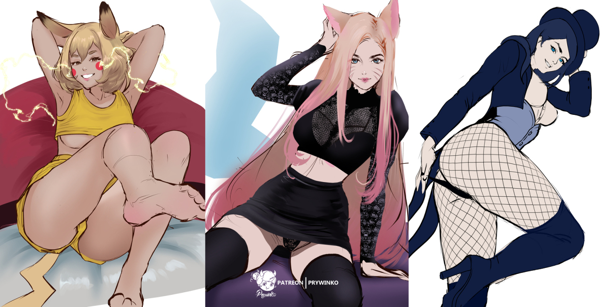 This is a pixiv picture whose title is Pikachu, KDA Ahri & Zatanna.