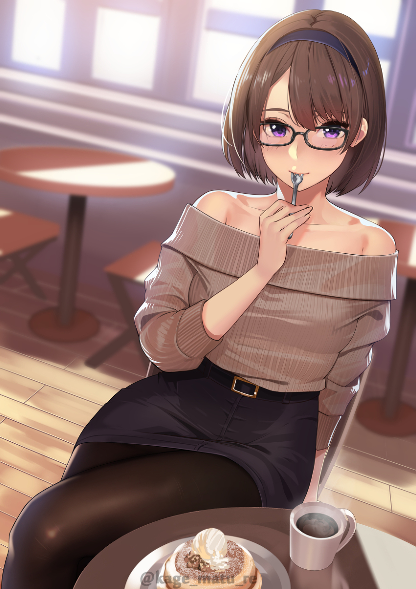 This is a pixiv picture whose title is お姉さんとカフェ。.
