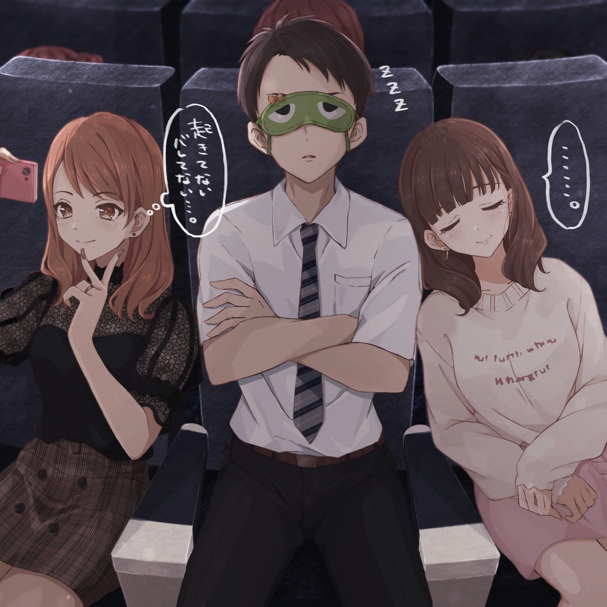 This is a pixiv picture whose title is 飛行機の席の奪い合いに勝った加蓮とまゆちゃん.