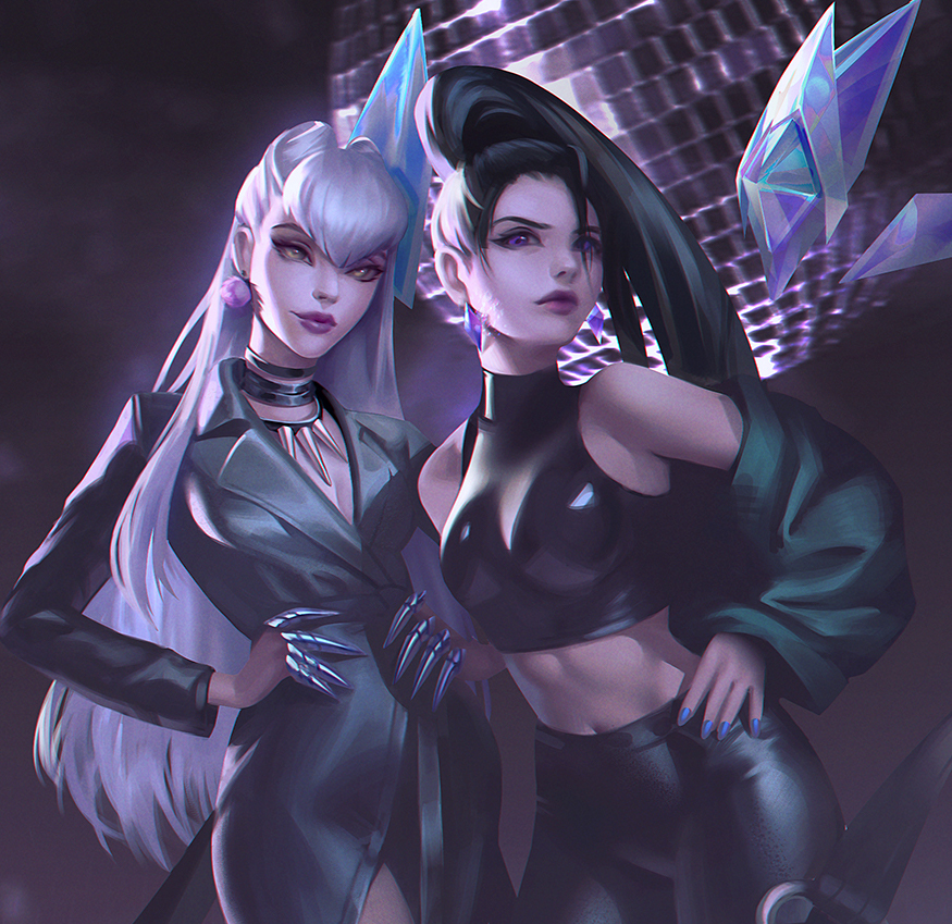 This is a pixiv picture whose title is KDA Evelynn & Kaisa.