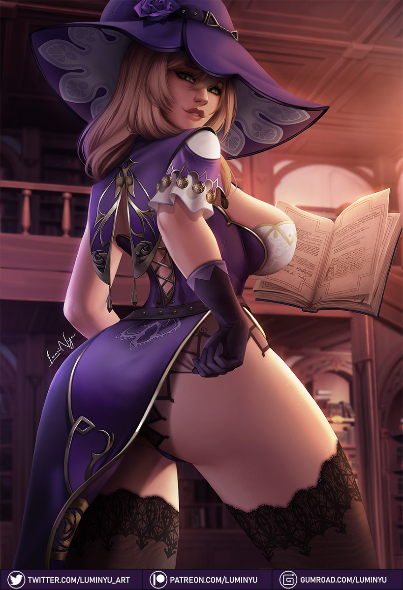 This is a pixiv picture whose title is Lisa from Genshin Impact.