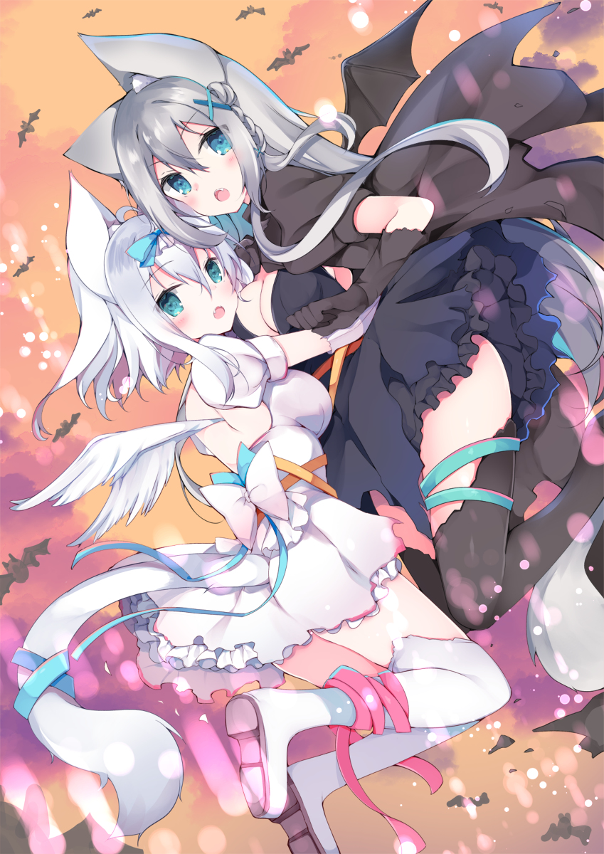 This is a pixiv picture whose title is ハロウィン猫姉妹.