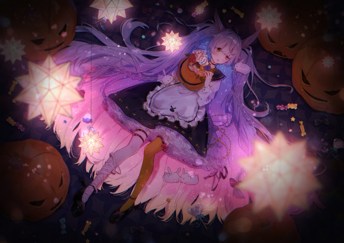 This is a pixiv picture whose title is うさぎたちのハロウィンパーティー.