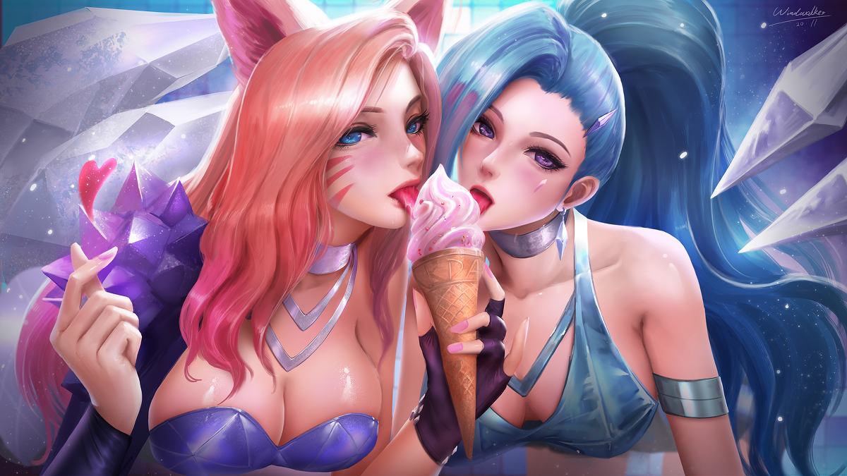 This is a pixiv picture whose title is Ahri &Seraphine!.