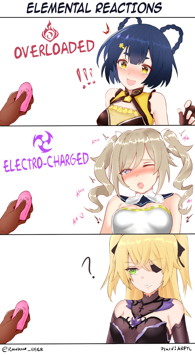 This is a pixiv picture whose title is 原神 Elemental Reaction.