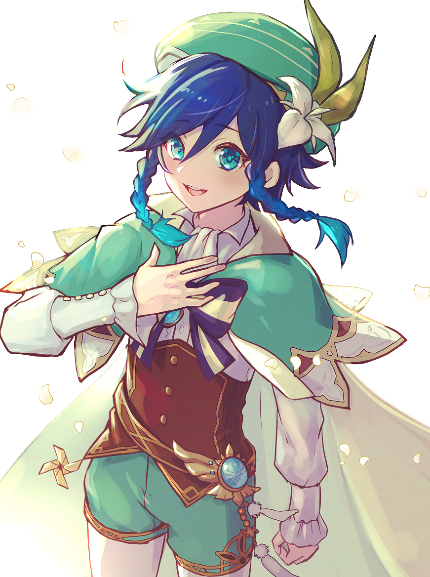 This is a pixiv picture whose title is 原神のウェンティくんとレザーくん.