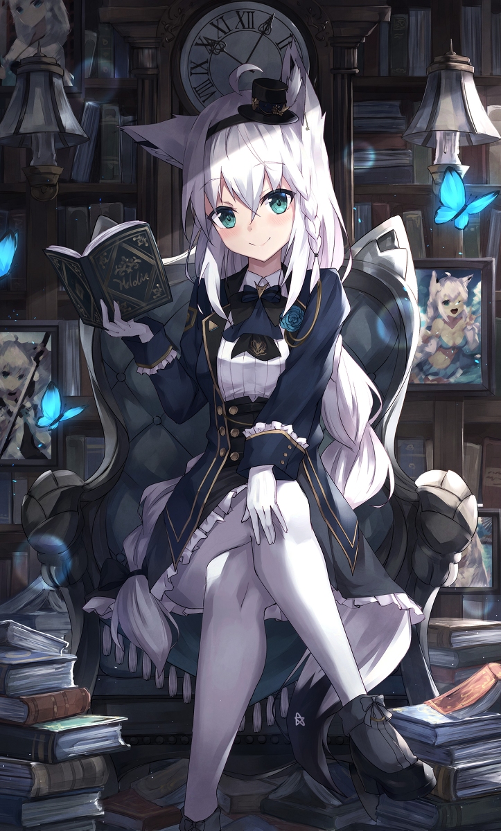 This is a pixiv picture whose title is フブキちゃんと書庫.