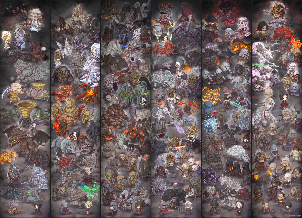 This is a pixiv picture whose title is ソウルシリーズ全ボスデフォルメ.