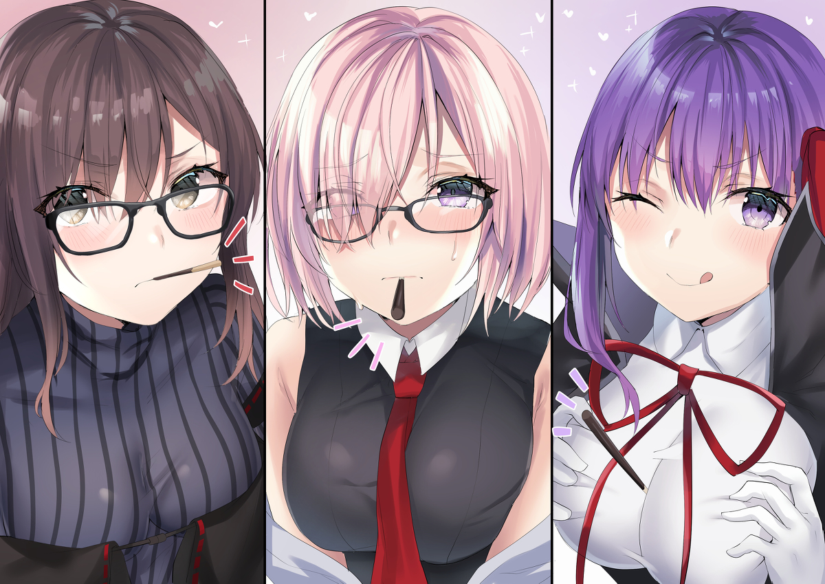 This is a pixiv picture whose title is 先輩と後輩とポッキーゲーム.