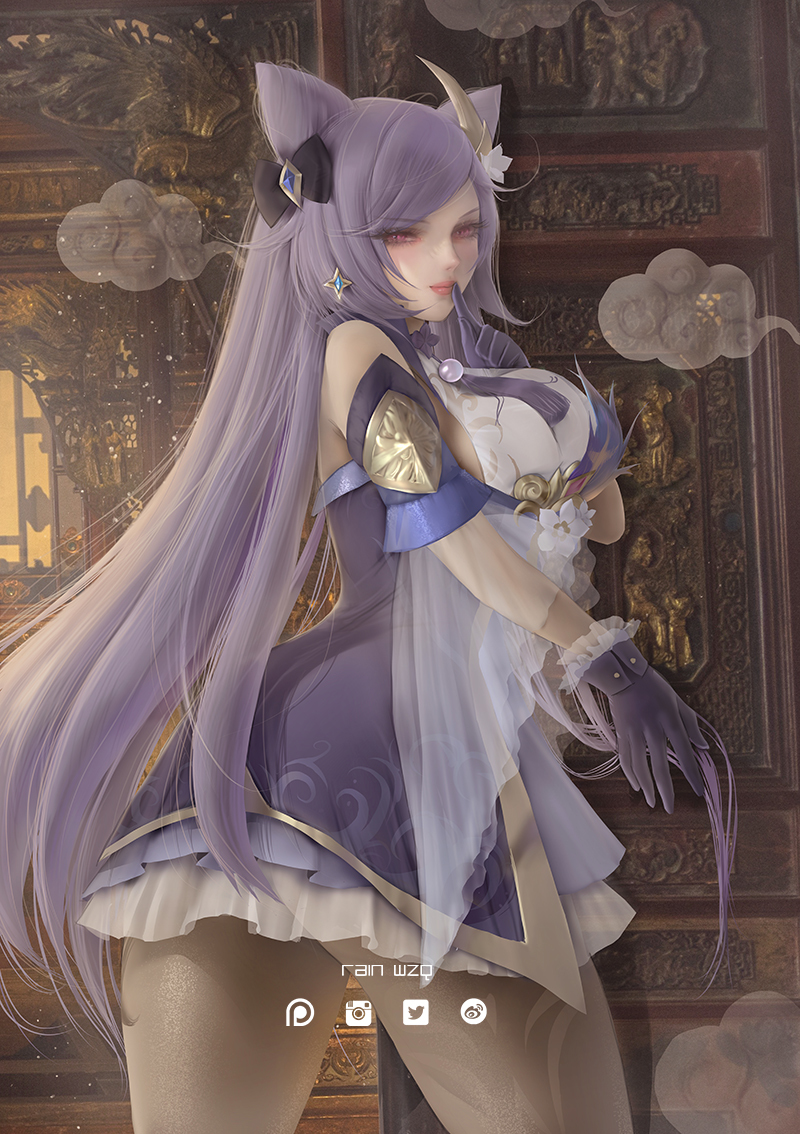This is a pixiv picture whose title is Genshin Impact KeQing 原神 刻晴.