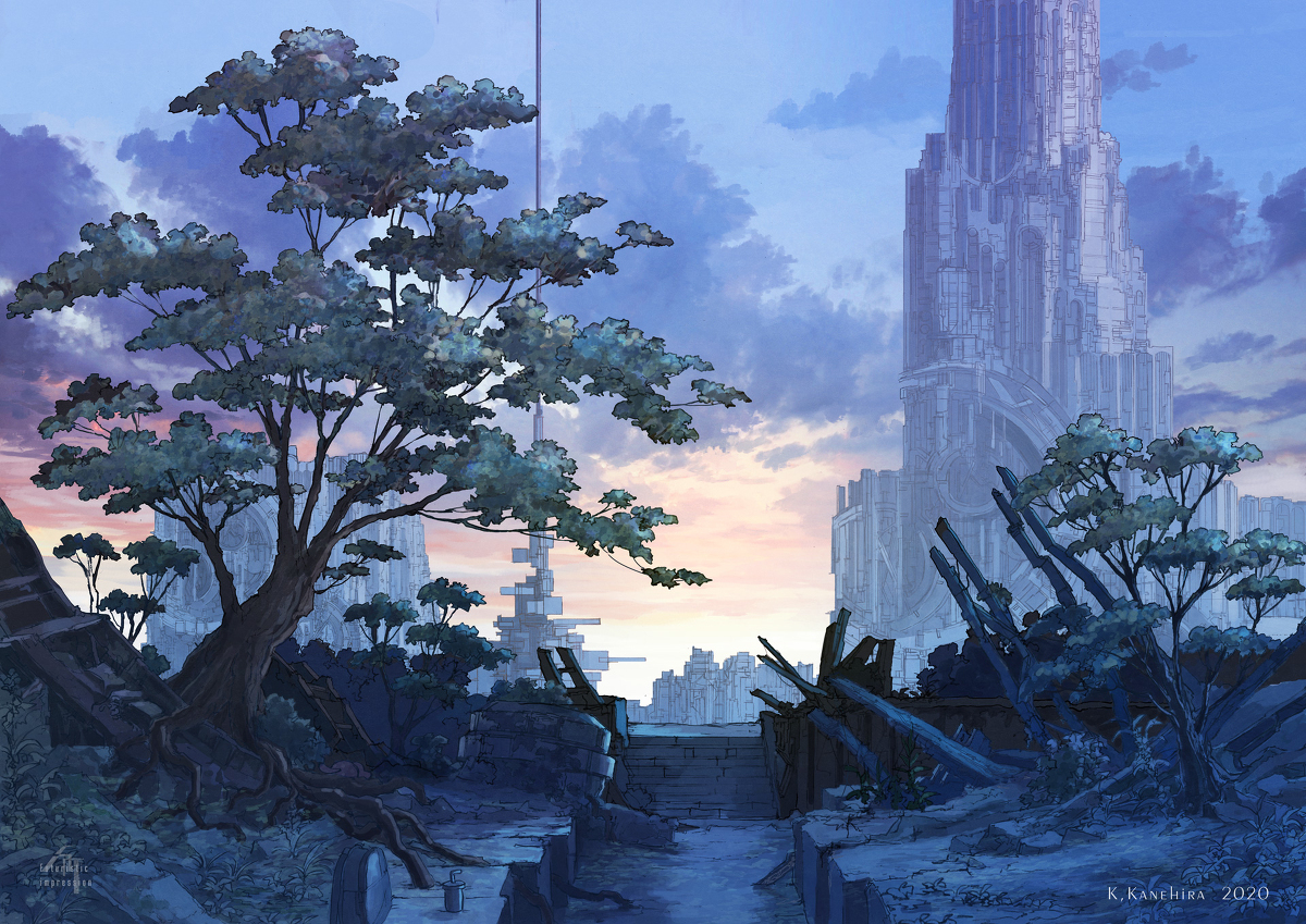 This is a pixiv picture whose title is 軌道塔が丘外環大字何とか構造体の上.