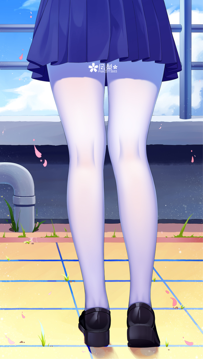 This is a pixiv picture whose title is 背面的腿 白.