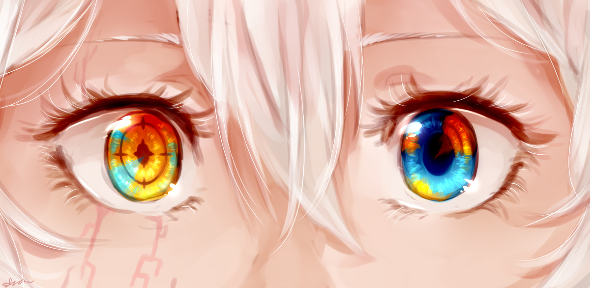 This is a pixiv picture whose title is sectoral heterochromia.