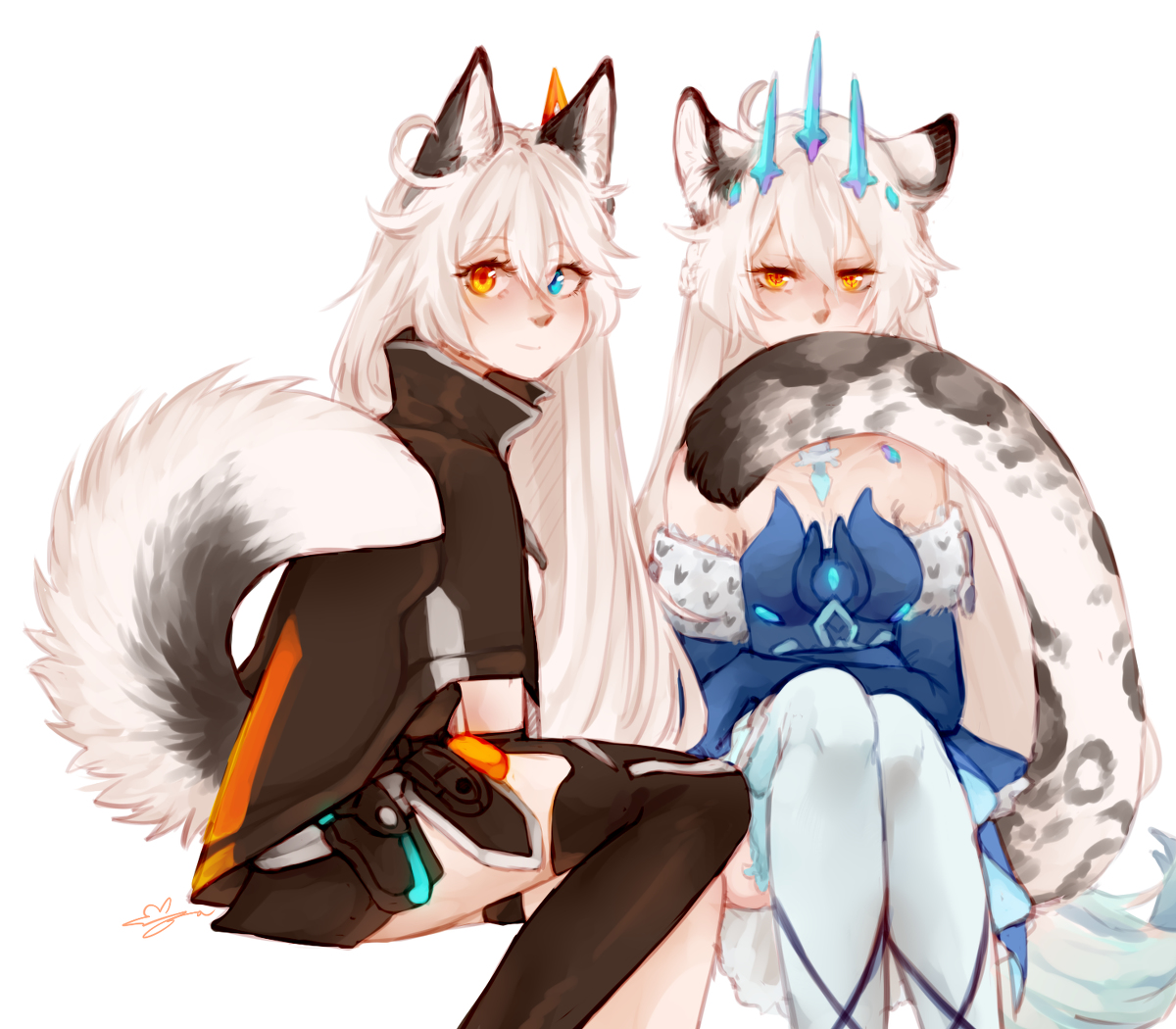 This is a pixiv picture whose title is husky & snow leopard.