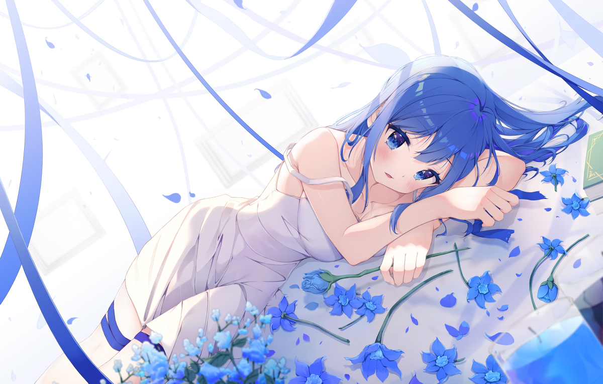 This is a pixiv picture whose title is 青.