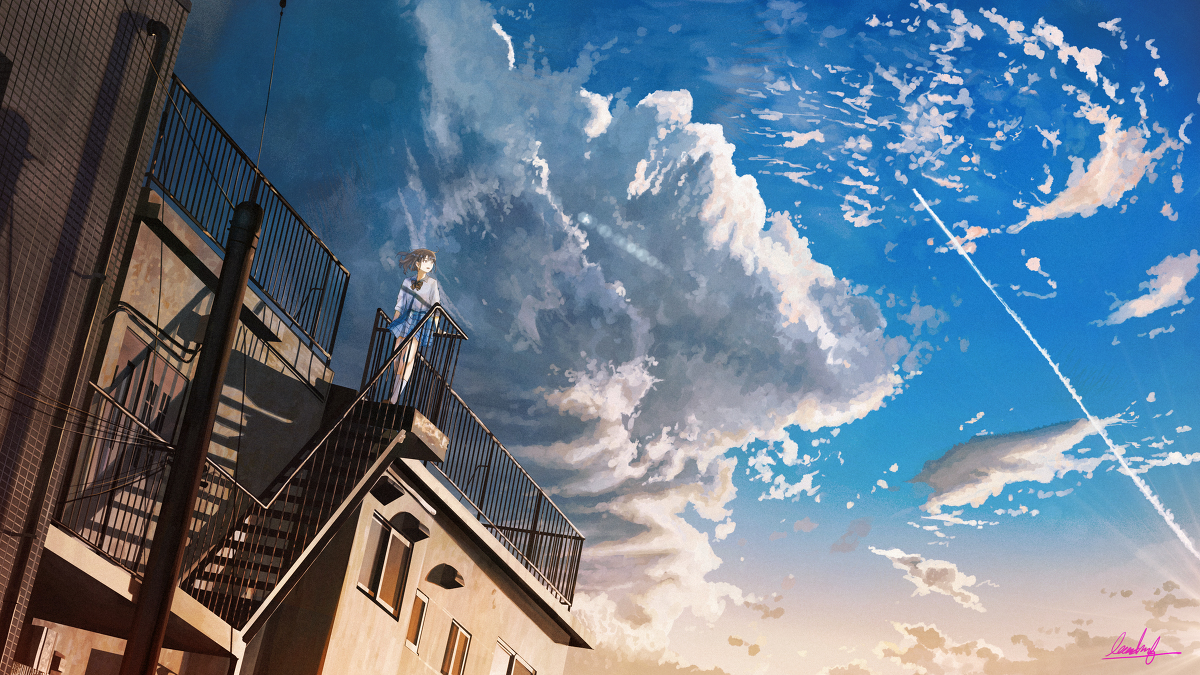 This is a pixiv picture whose title is 空への距離.