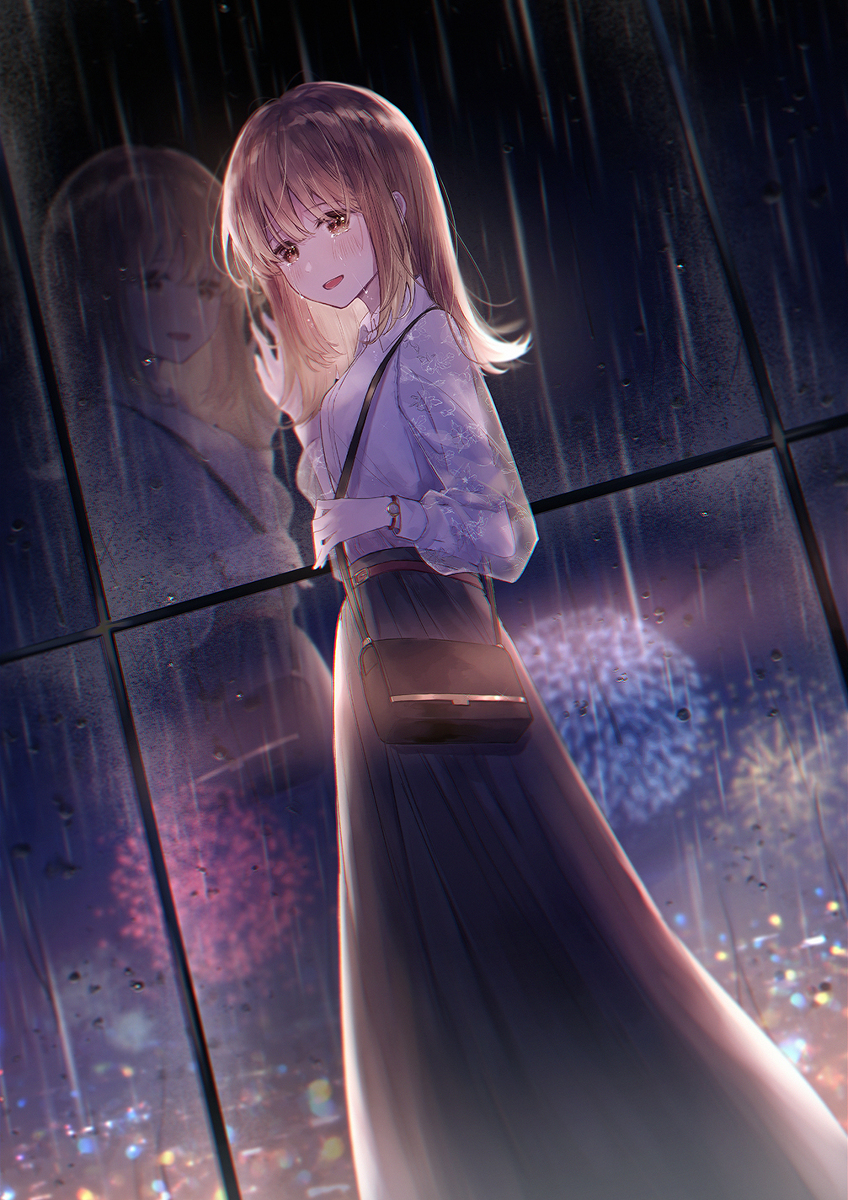 This is a pixiv picture whose title is 雨天の花火.