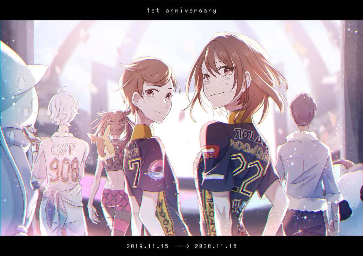 This is a pixiv picture whose title is 剣盾1周年.