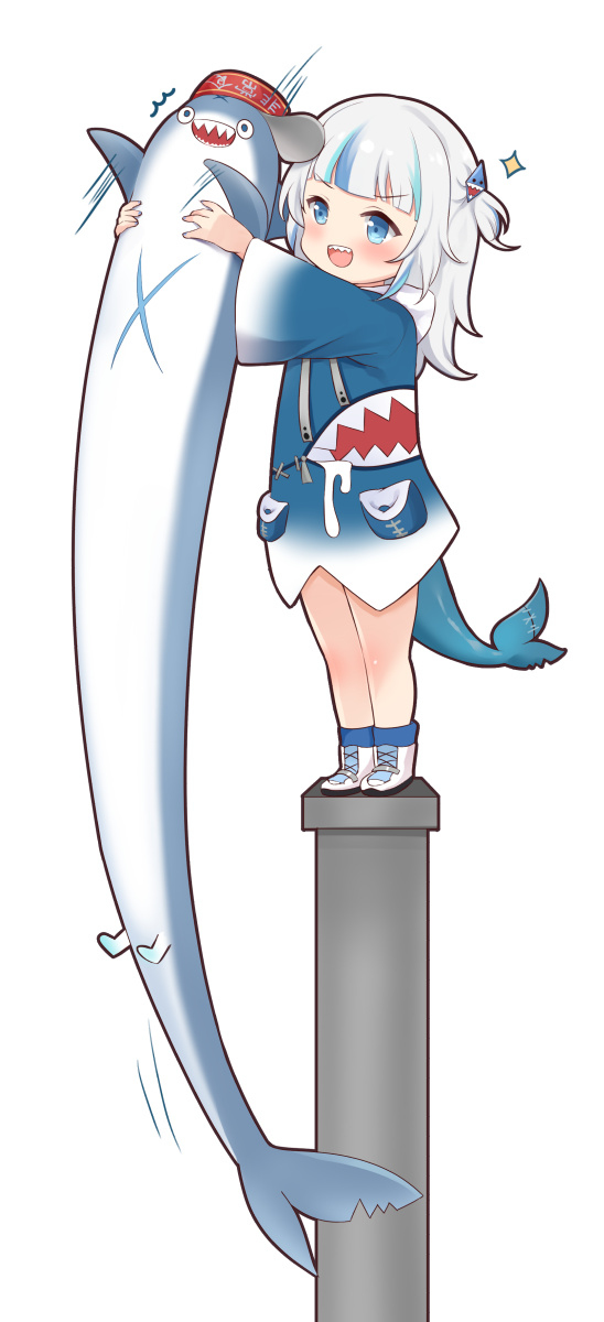 This is a pixiv picture whose title is 伸びるサメ（Long shark）.