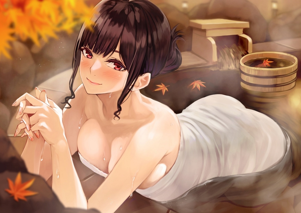 This is a pixiv picture whose title is 温泉お姉さん.