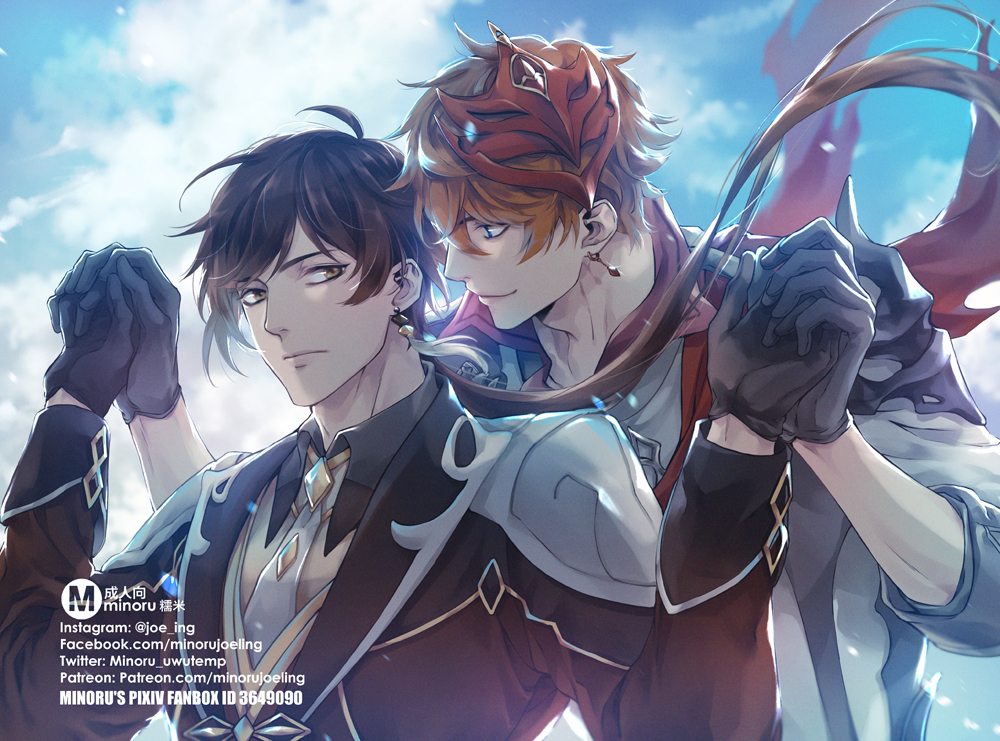 This is a pixiv picture whose title is 【原神】鍾離とタルタリヤ.