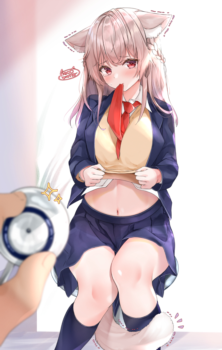 This is a pixiv picture whose title is お腹の診察が怖い猫さん.