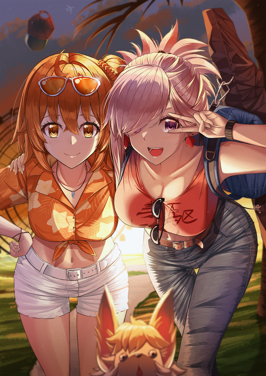 This is a pixiv picture whose title is ぐだ子と 武蔵.