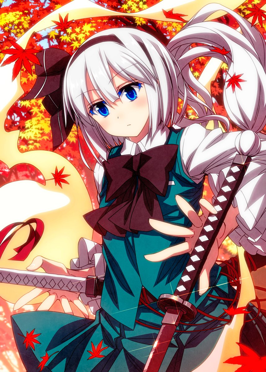 This is a pixiv picture whose title is 紅葉と妖夢ちゃん！.