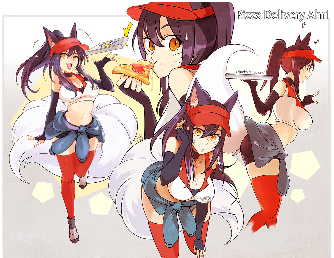 This is a pixiv picture whose title is Pizza Delivery Ahri.