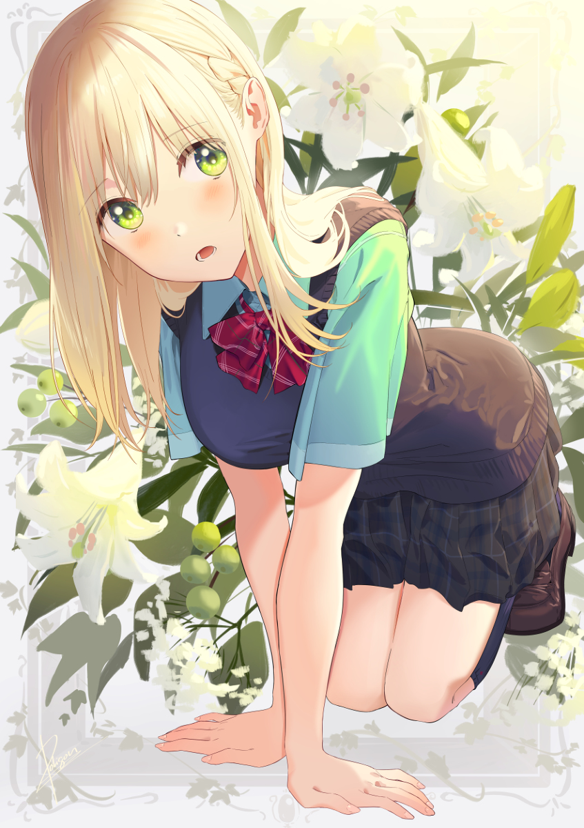 This is a pixiv picture whose title is 金糸の髪のユリの花束.