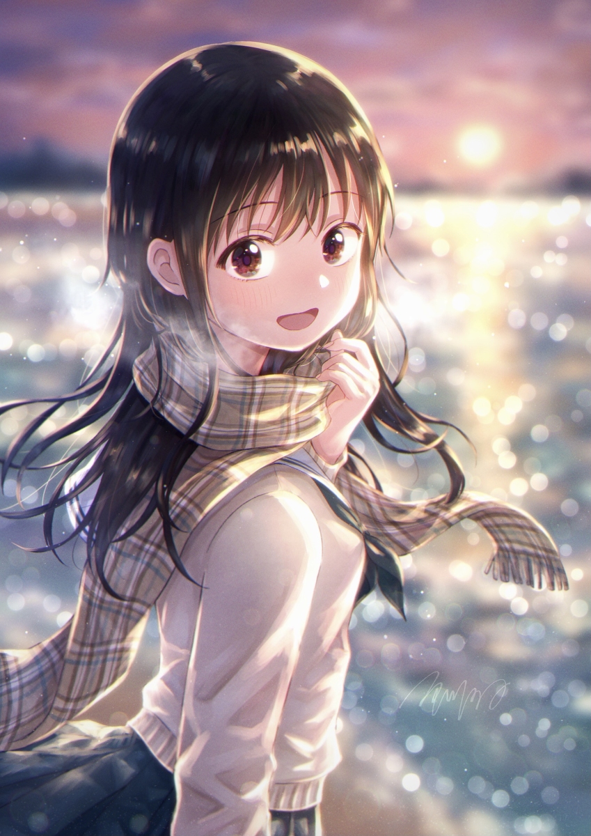 This is a pixiv picture whose title is 「寒いね」.
