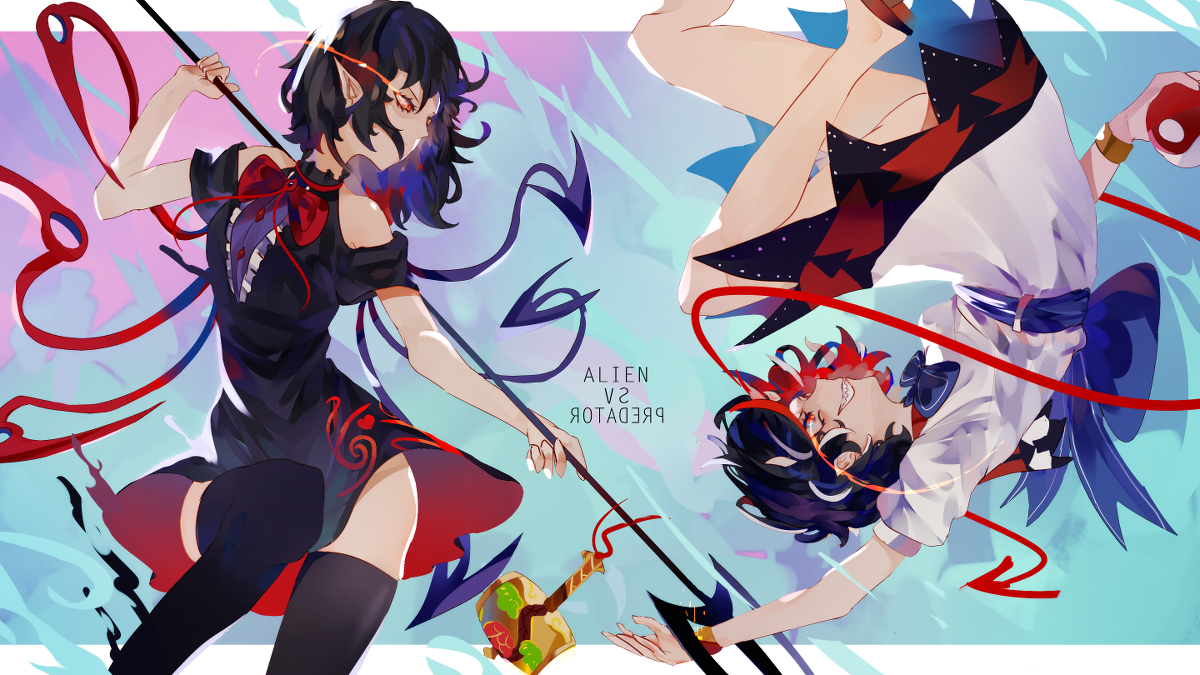 This is a pixiv picture whose title is alien vs predator.