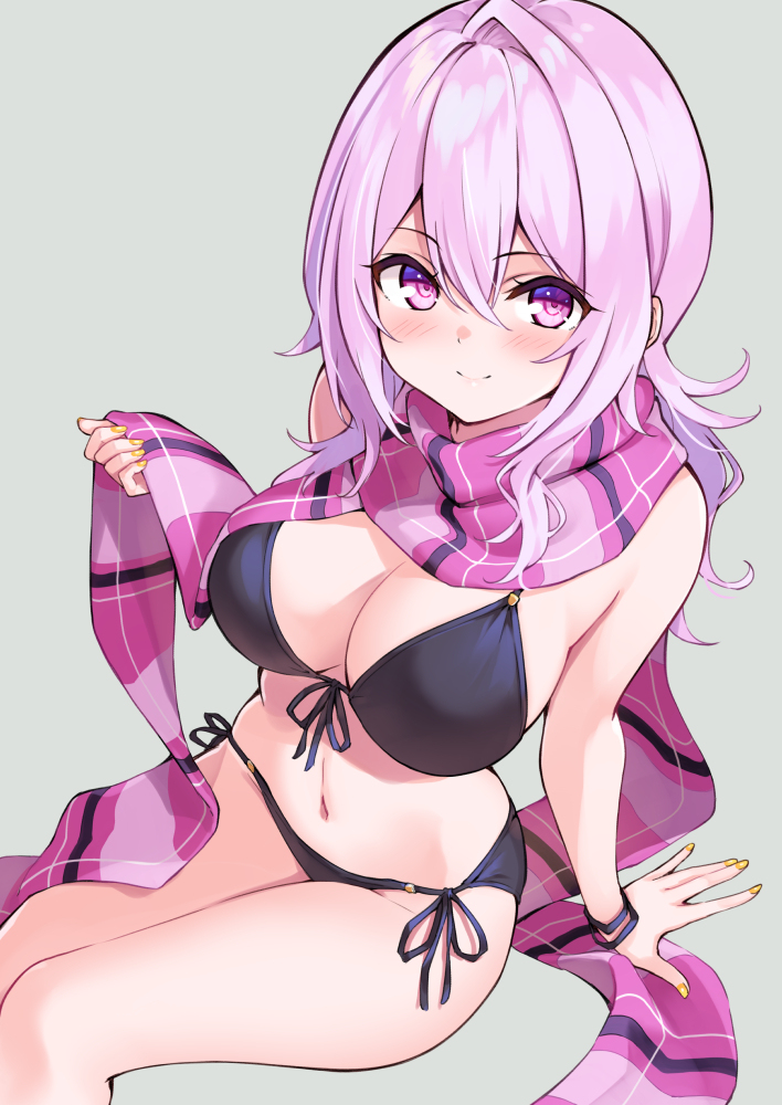 This is a pixiv picture whose title is 水着マフラー桜さん.