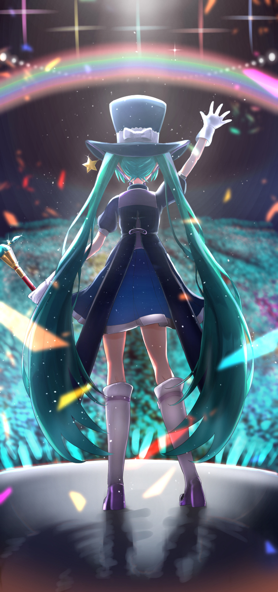 This is a pixiv picture whose title is 初音ミク 歴代マジカルミライ後ろ姿.