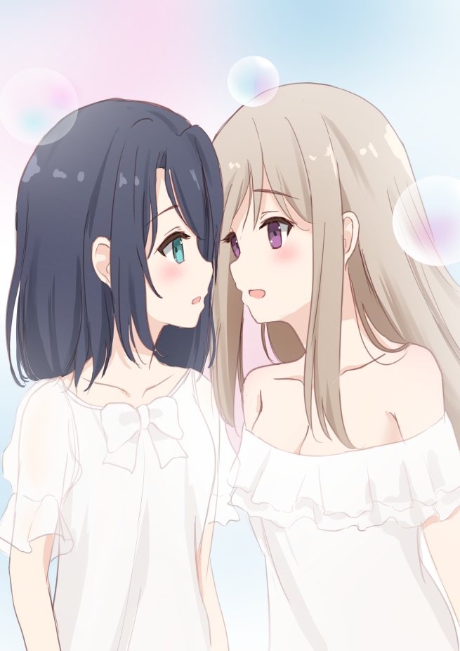 This is a pixiv picture whose title is 安達の百合空間.