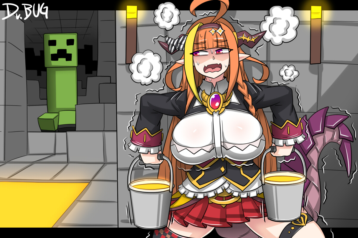 This is a pixiv picture whose title is Kiryu Coco x Minecraft.