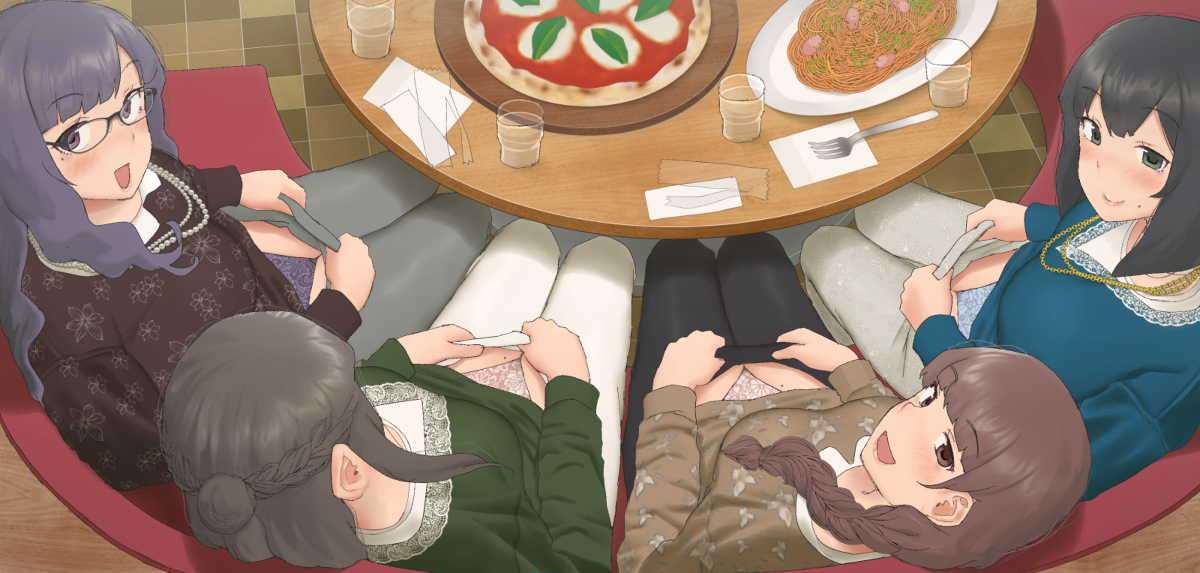 This is a pixiv picture whose title is パンツ見せてくれるレギンスお姉さんズ.