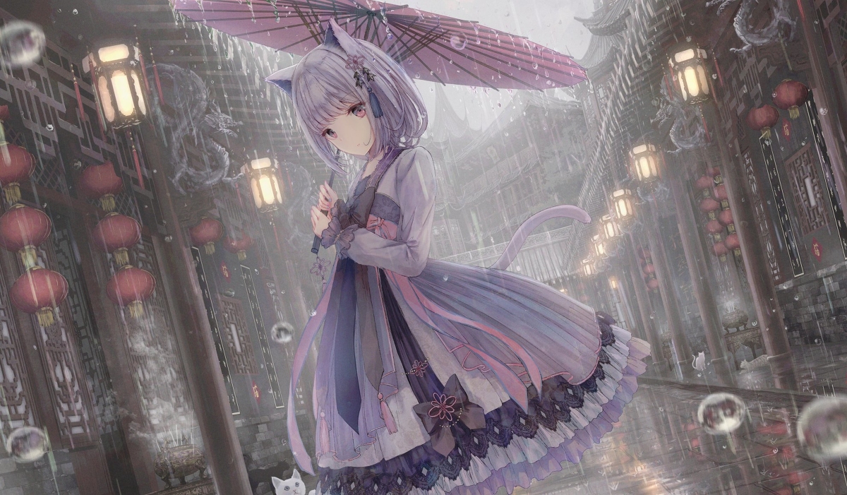 This is a pixiv picture whose title is 猫の街.