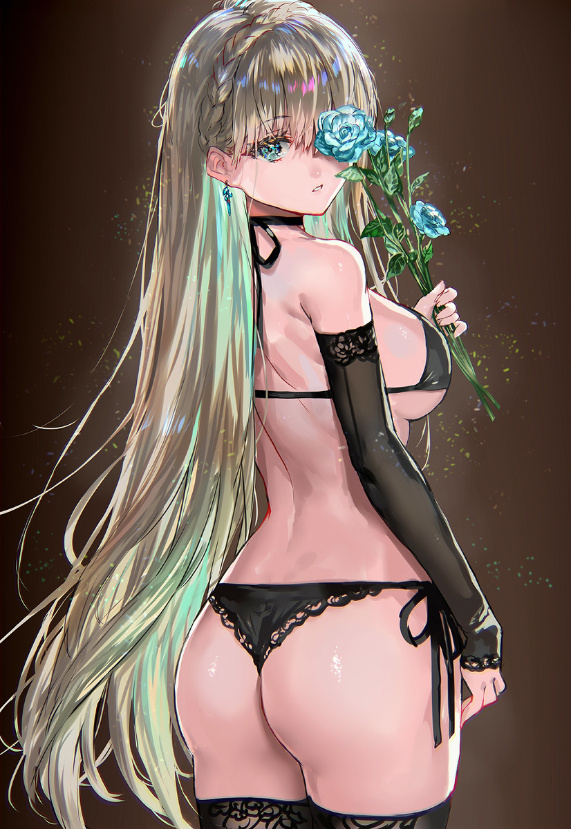 This is a pixiv picture whose title is 青薔薇.