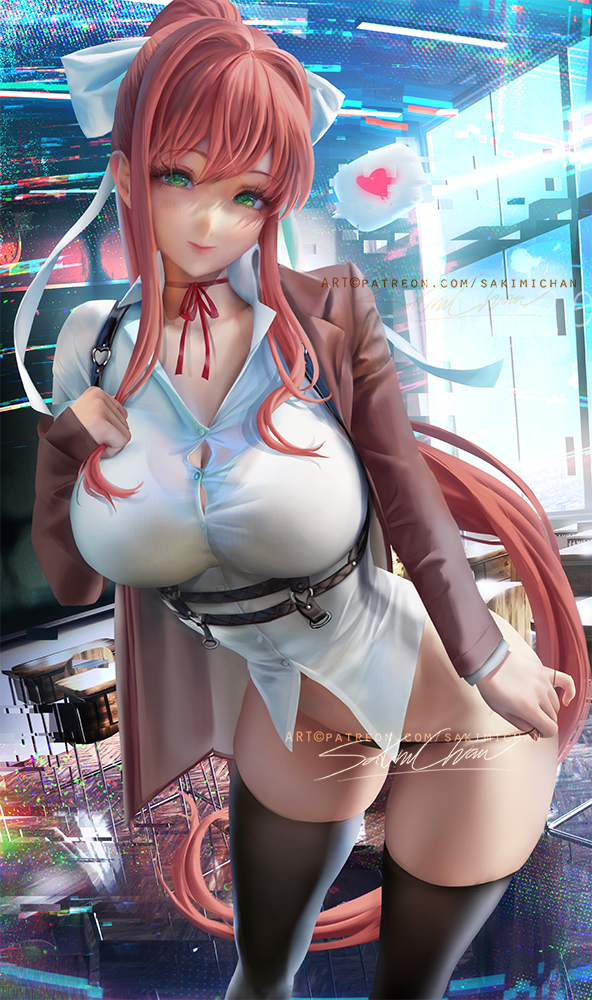 This is a pixiv picture whose title is 莫妮卡 Doki Doki Monika.