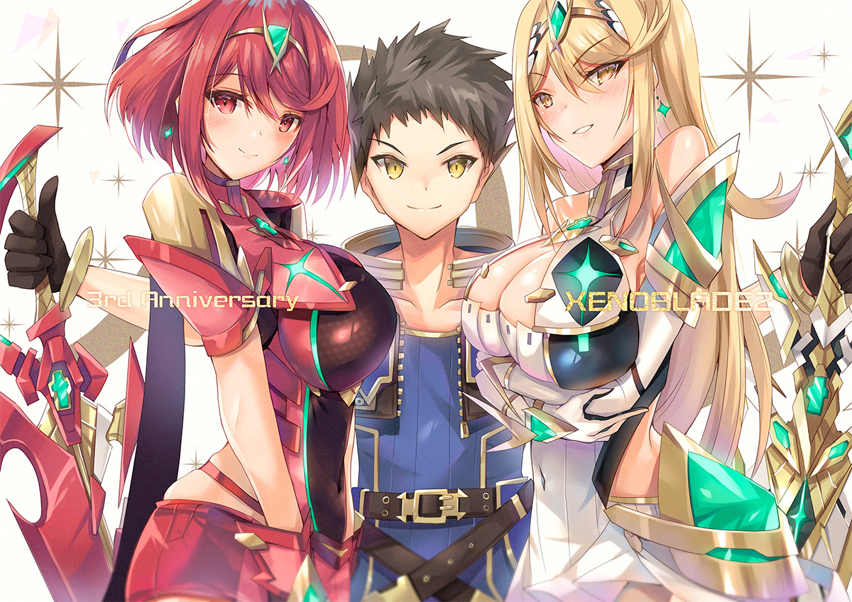 This is a pixiv picture whose title is 祝・ゼノブレイド2・三周年.