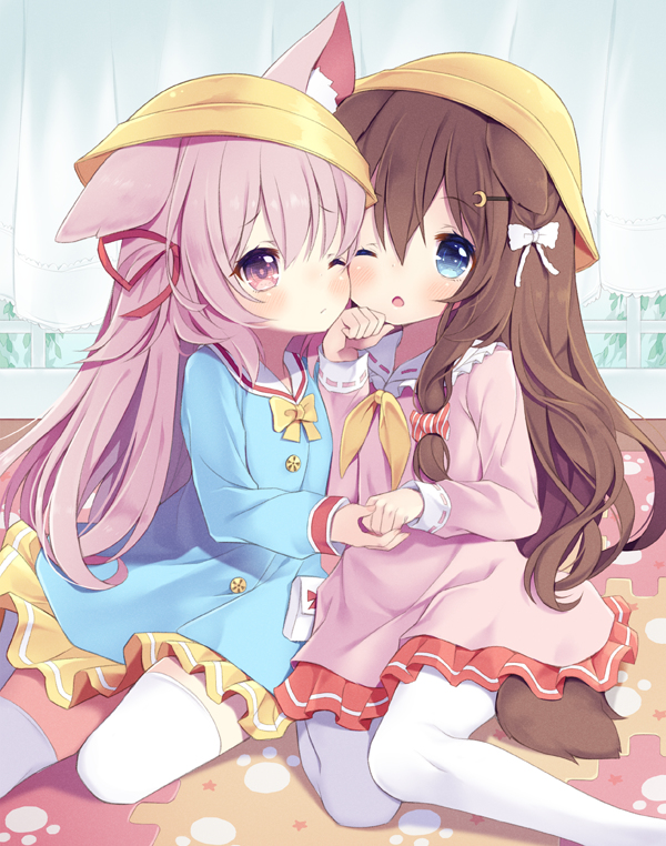 This is a pixiv picture whose title is 【リクエスト】文月ちゃんと如月ちゃん.