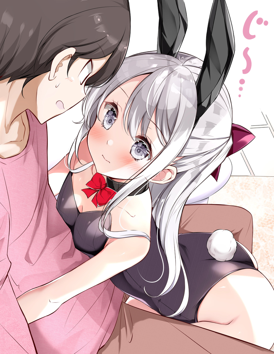 This is a pixiv picture whose title is じっ～と見つめてくるバニーガール妹ちゃん。.