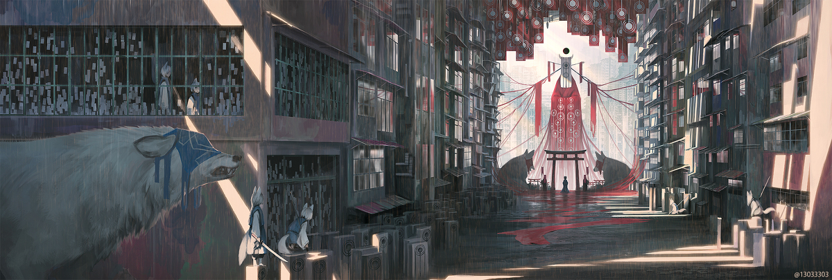 This is a pixiv picture whose title is 狐の嫁入り.