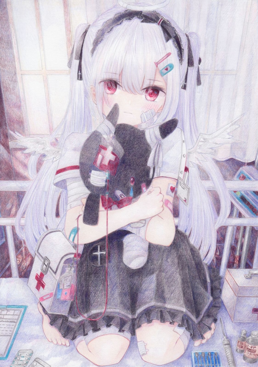 This is a pixiv picture whose title is 天使になりたい.