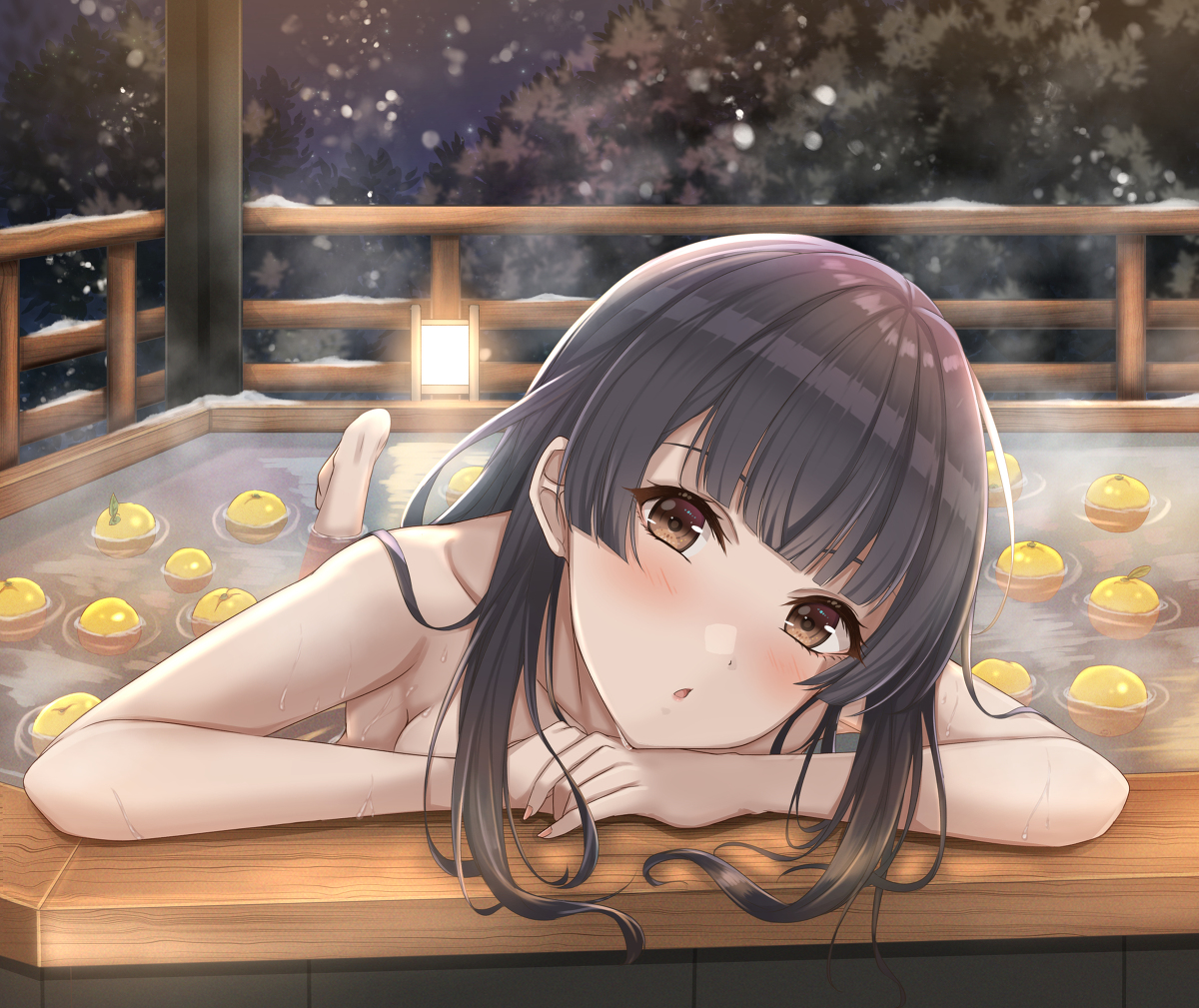 This is a pixiv picture whose title is 冬優子とゆず湯.