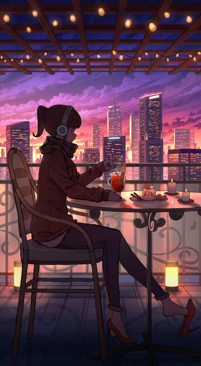 This is a pixiv picture whose title is グリューワインを飲みに来た子.