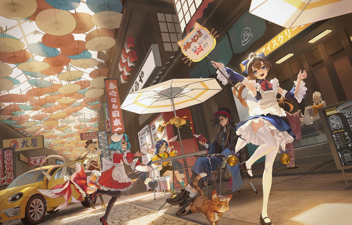 This is a pixiv picture whose title is 商店街.