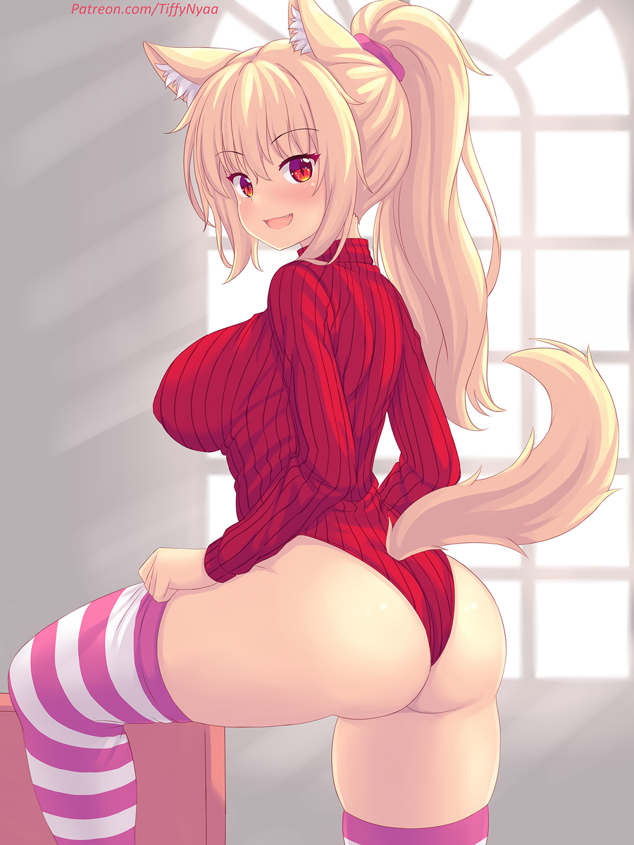 This is a pixiv picture whose title is Tiffy thighhigh tug!! :3.